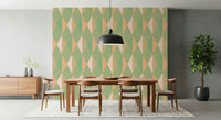 Mint & Peach Triangles Wall Mural