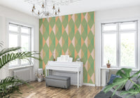 Mint & Peach Triangles Wall Mural