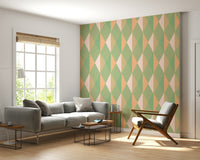 Mint & Peach Triangles Wall Mural