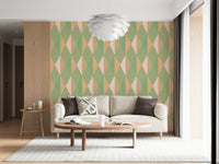 Mint & Peach Triangles Wall Mural