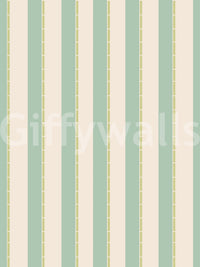 Cream and mint stripe repeat in Mint Vertical Stripes Wallpaper with neat spacing