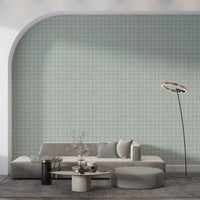 Light seafoam wall covering with a soft fabric feel.