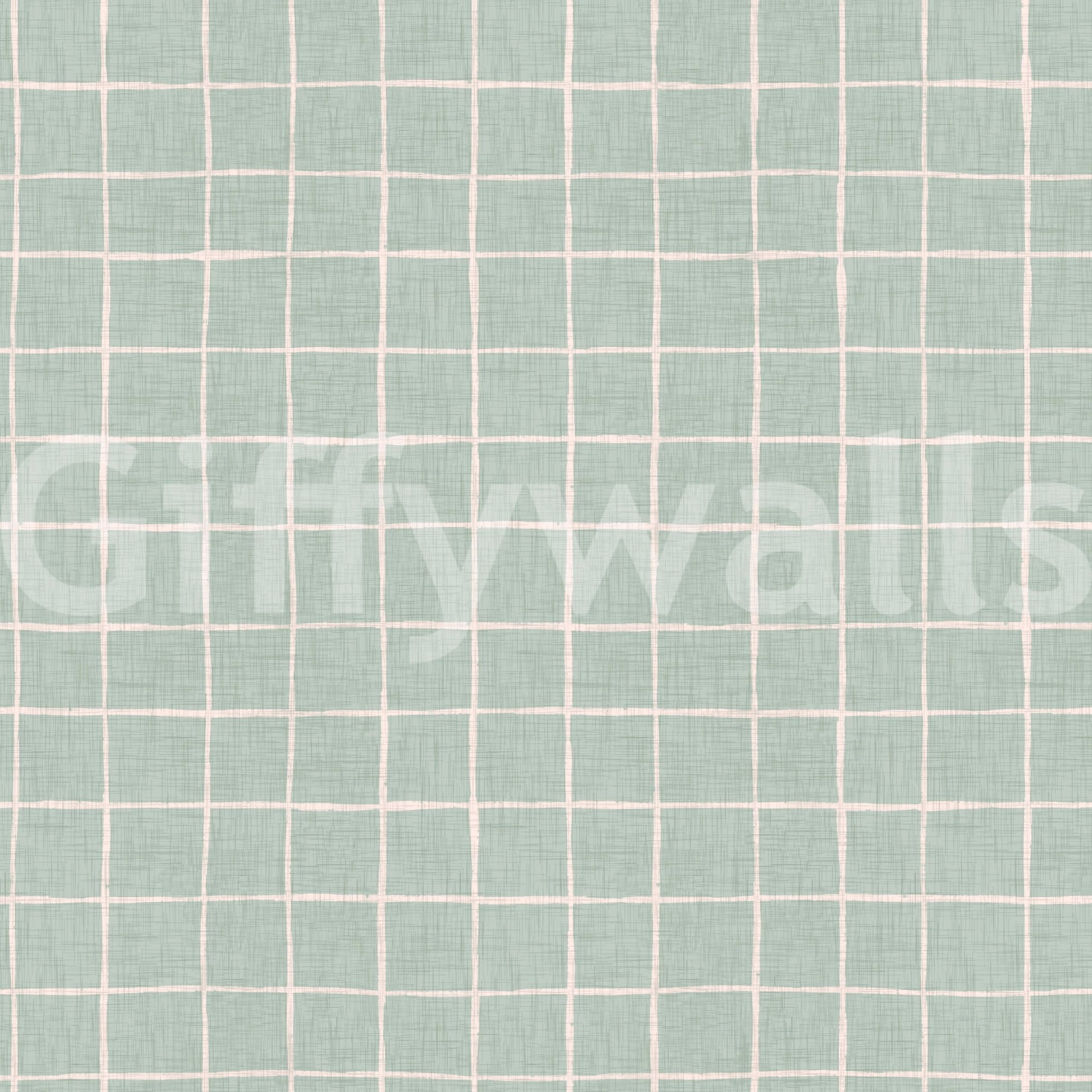 Pale mint checked wallpaper for a contemporary space.