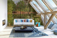 An angled shot of the mural's gentle color palette.

