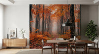 Soft haze and trees in Autumn Forest Path wall mural design, GD9326