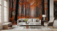 Rustic forest atmosphere in Autumn Forest Path wall mural, GD9326