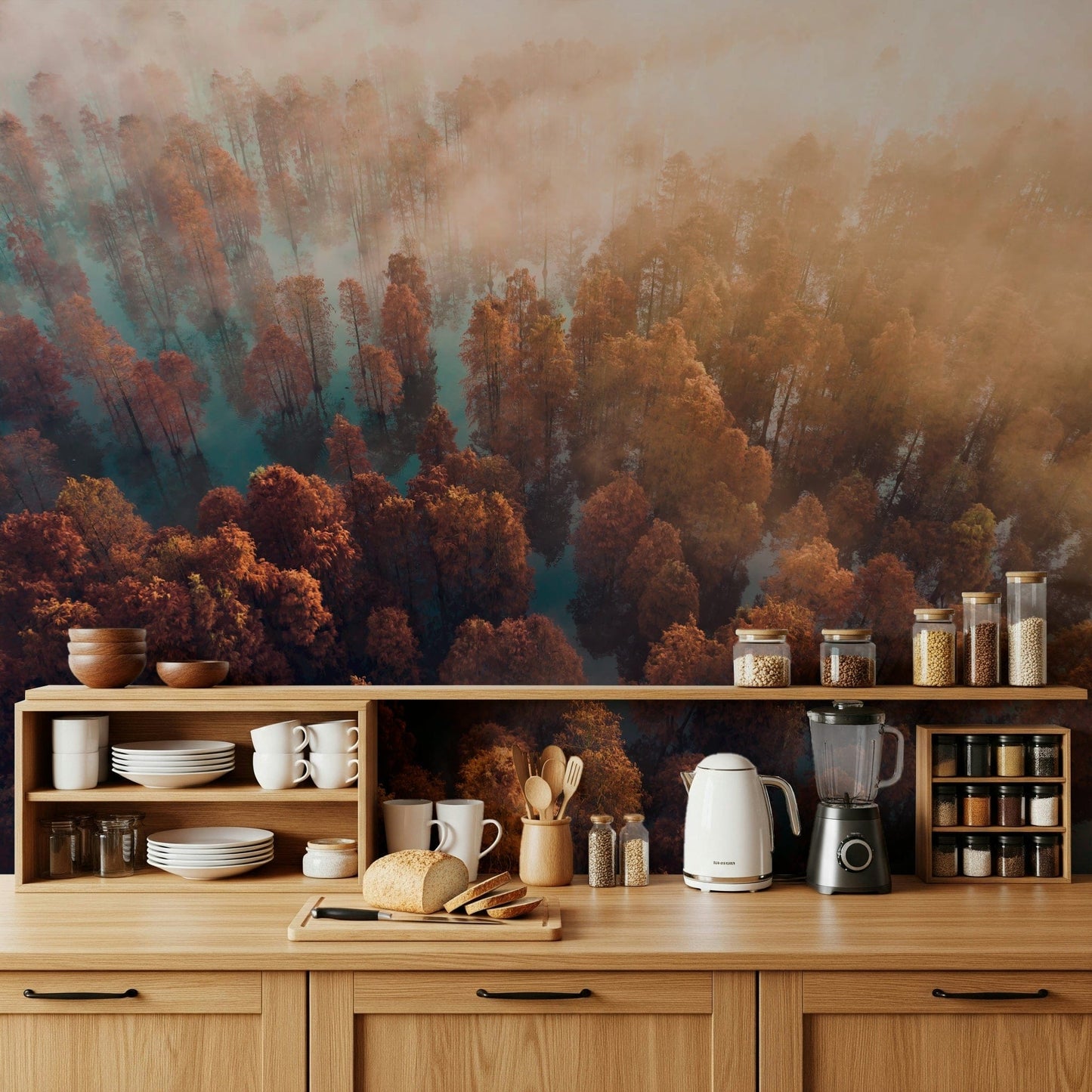Seasonal colors wallpaper, inspiring Misty Autumn Forest nature feature., GD6951