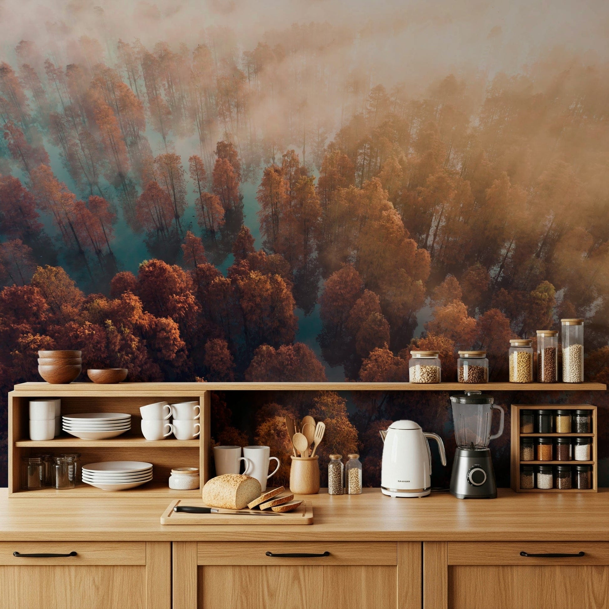Seasonal colors wallpaper, inspiring Misty Autumn Forest nature feature., GD6951