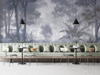 Foggy blue tropical wallpaper design
