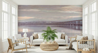 Residential entrance with Misty Bridge wallpaper for walls