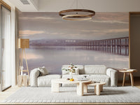 Relaxing living area featuring the Misty Bridge Wall Mural