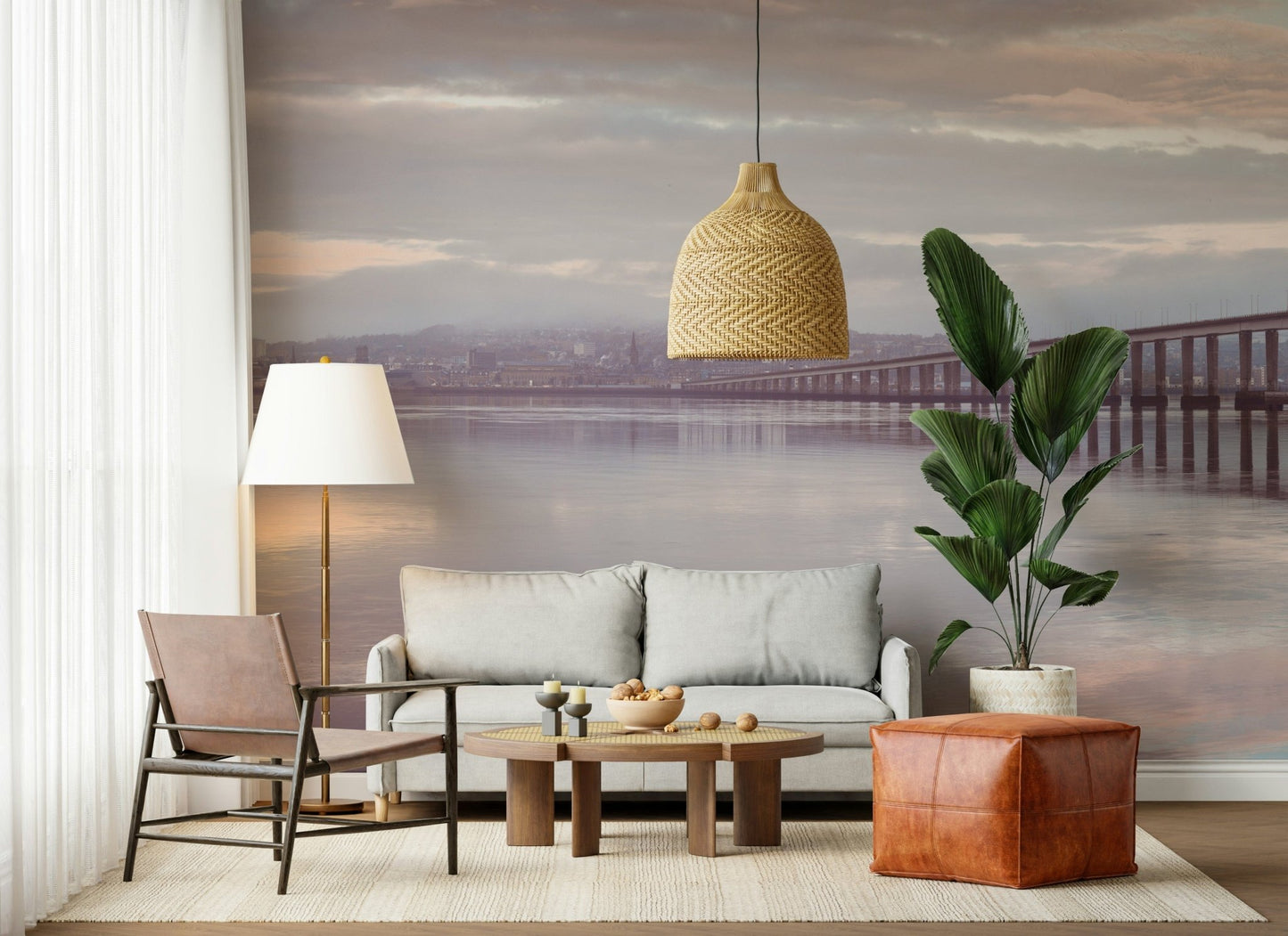 Nursery accent surface using Misty Bridge peel and stick wallpaper