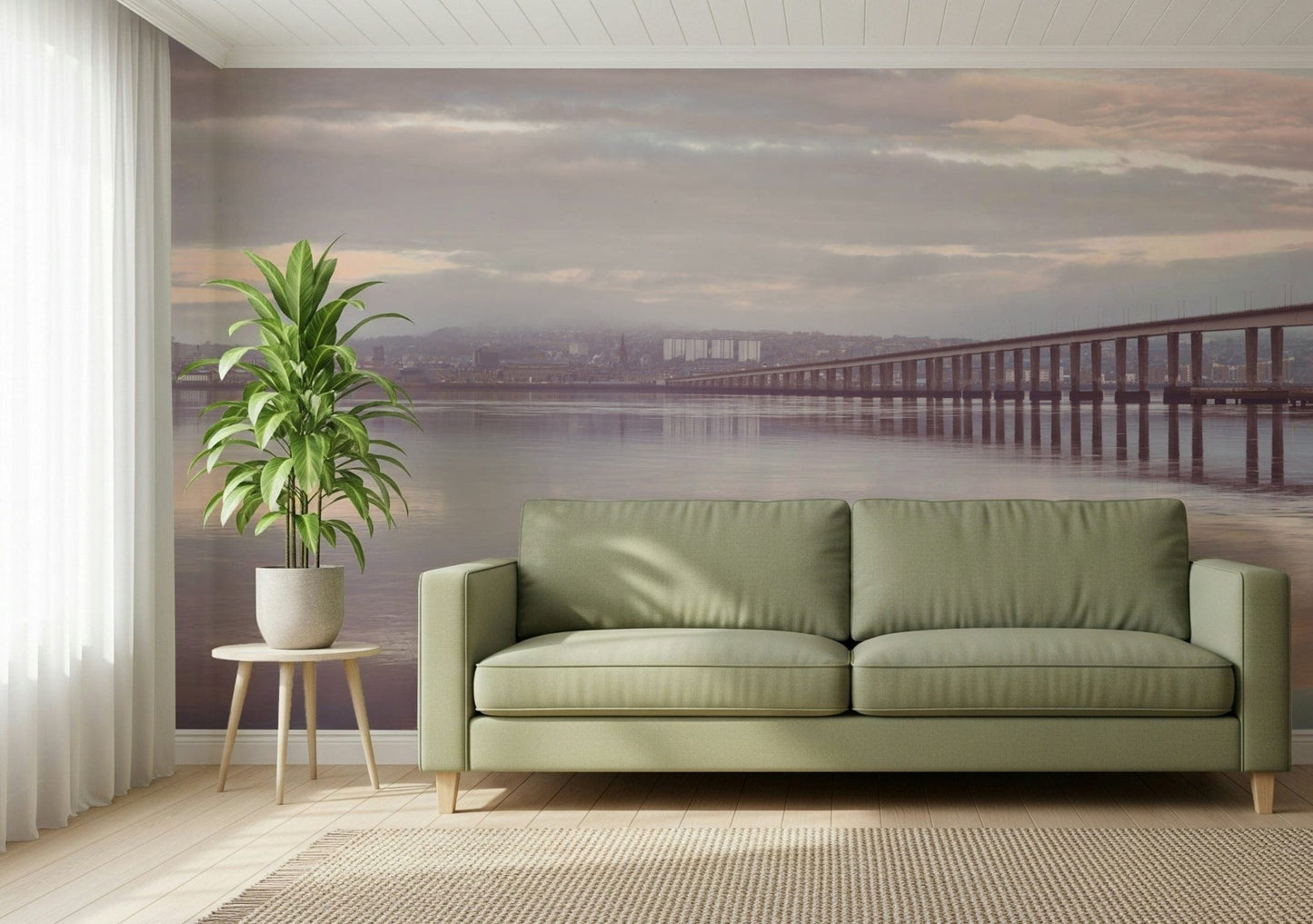 Sophisticated surface with Misty Bridge wallpaper for walls