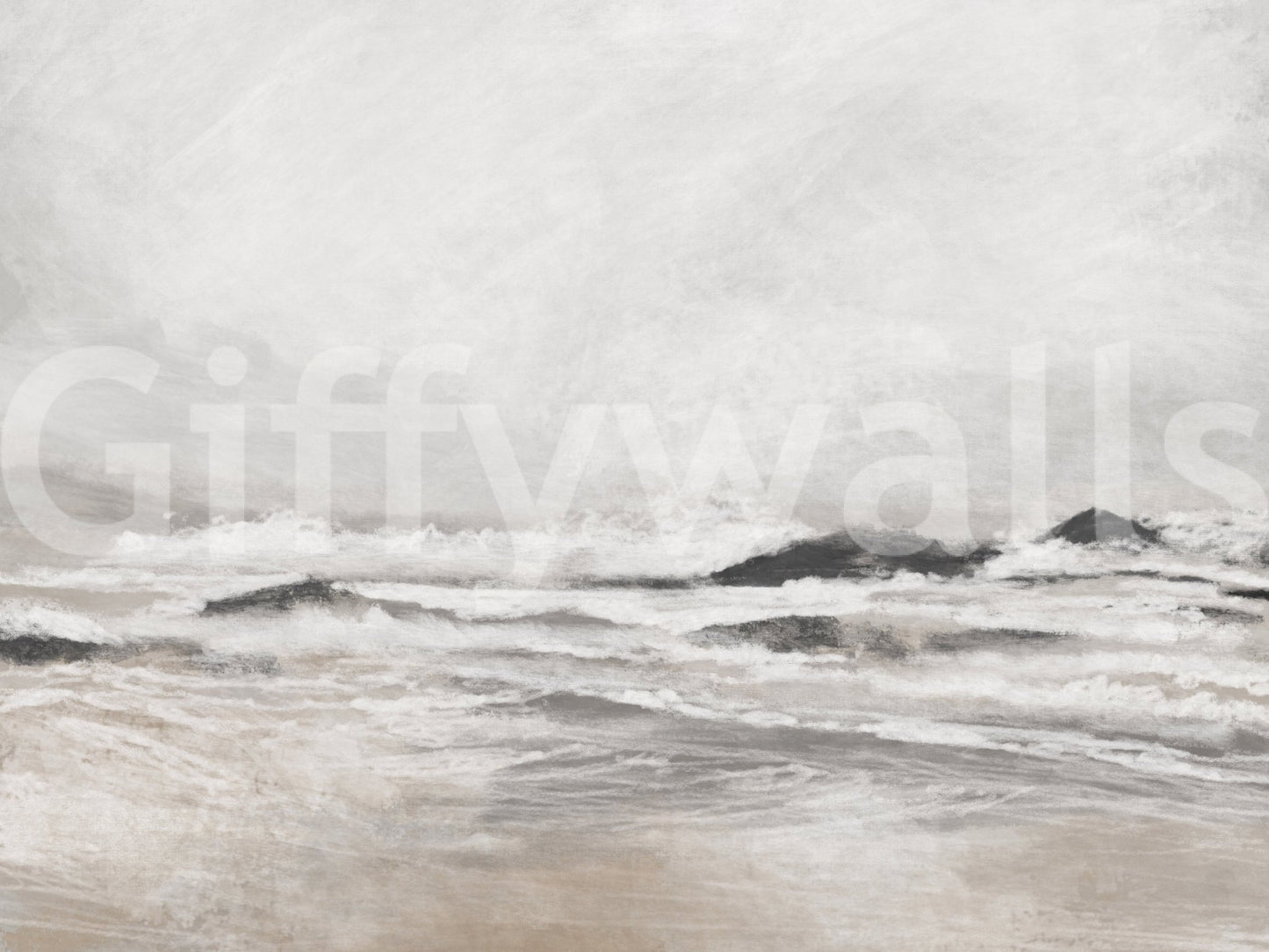 A high-quality serene ocean wall mural for walls., GD5578