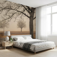 Neutral toned landscape scenery wallpaper for interior walls