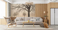 Artistic fog covered landscape wallpaper for home interiors