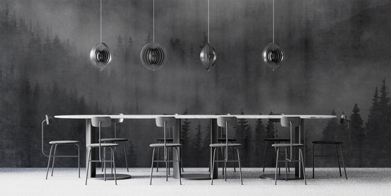 Misty forest black wallpaper design D302
