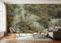 Serene woodland Misty Forest Canopy Wall Mural photo detail.