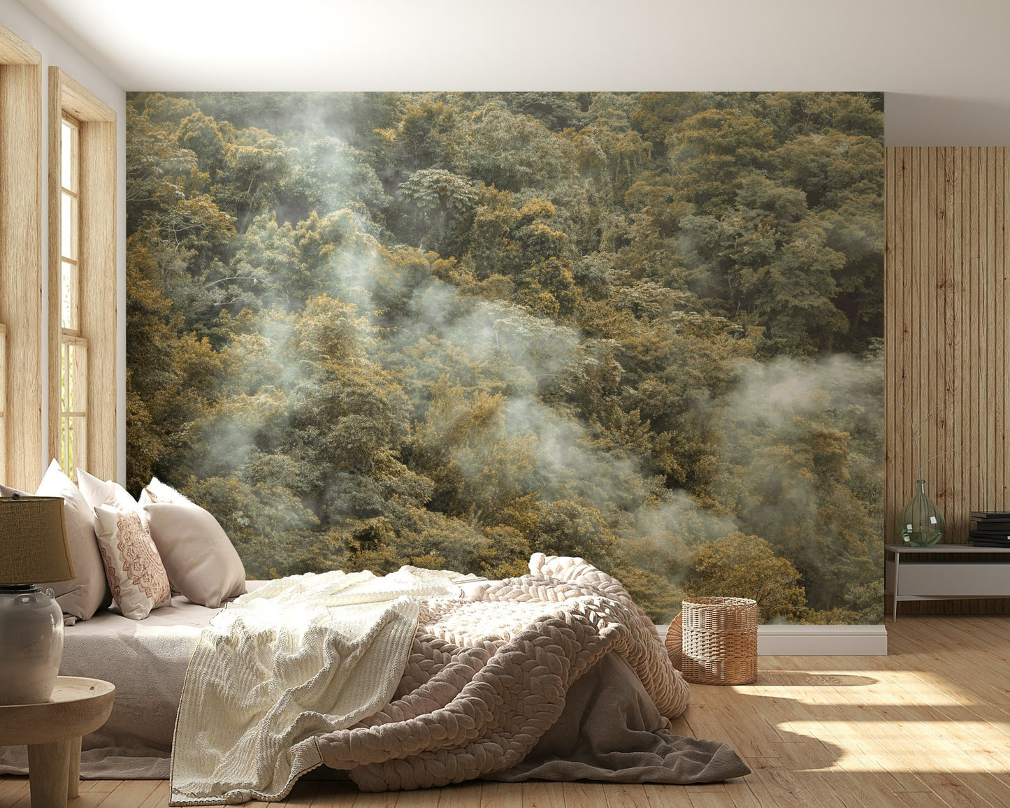 Peaceful forest Misty Forest Canopy Wall Mural landscape graphic.