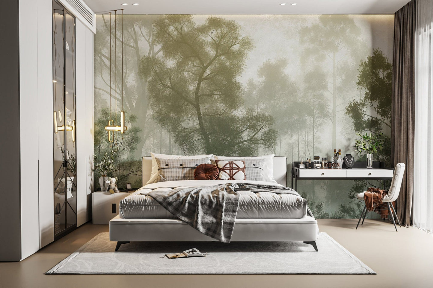 Lush green tree wallpaper for rooms
