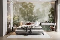 Lush green tree wallpaper for rooms
