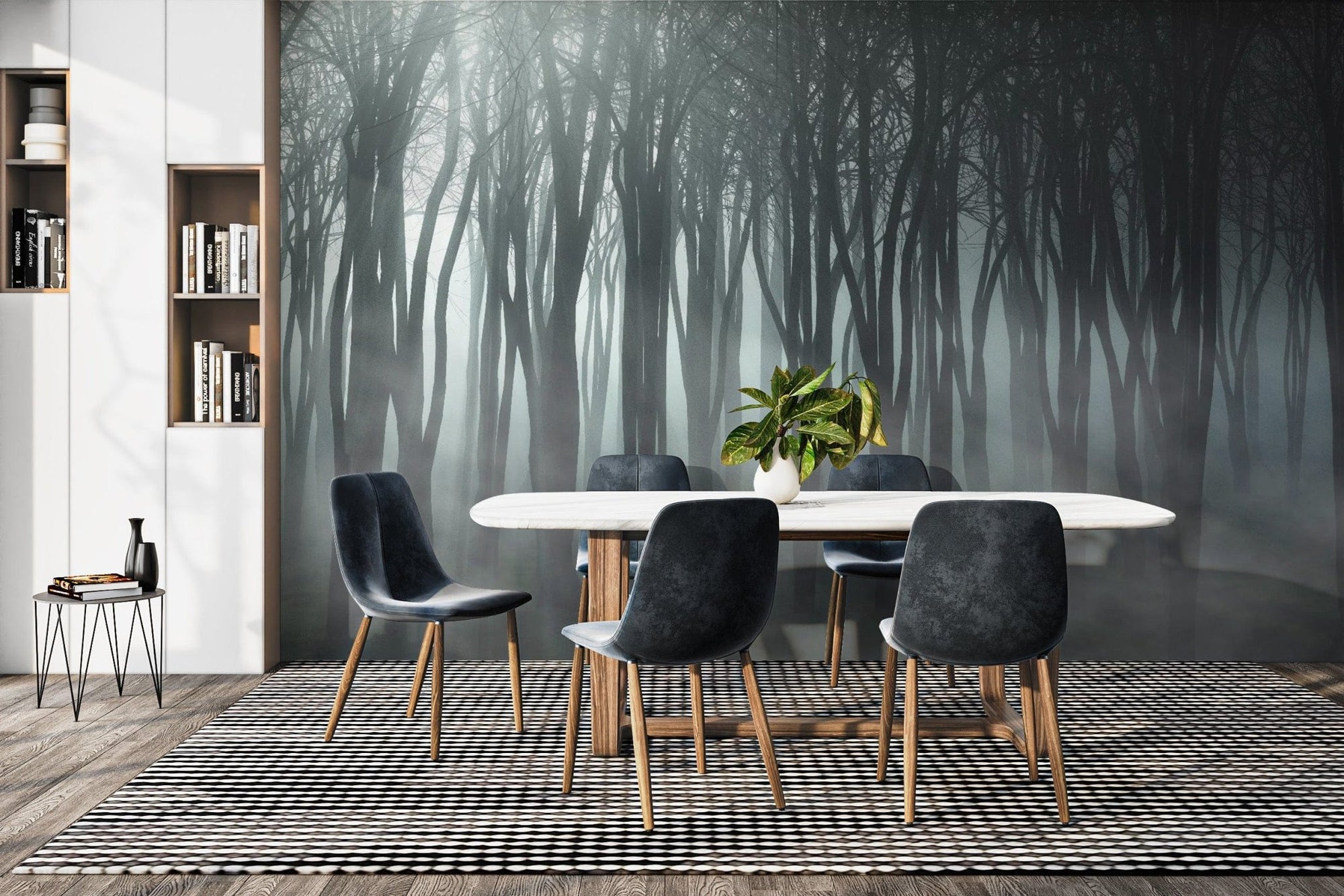 Misty forest Halloween peel and stick wallpaper mountain-17