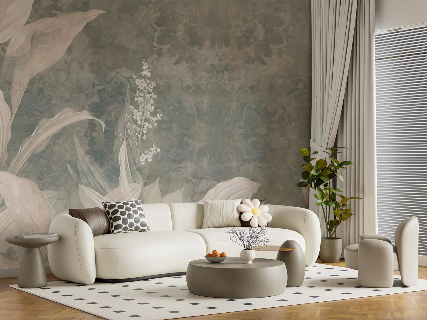 Misty Forest Landscape mural showing blurred woodland forms and gentle contrast, GD9287