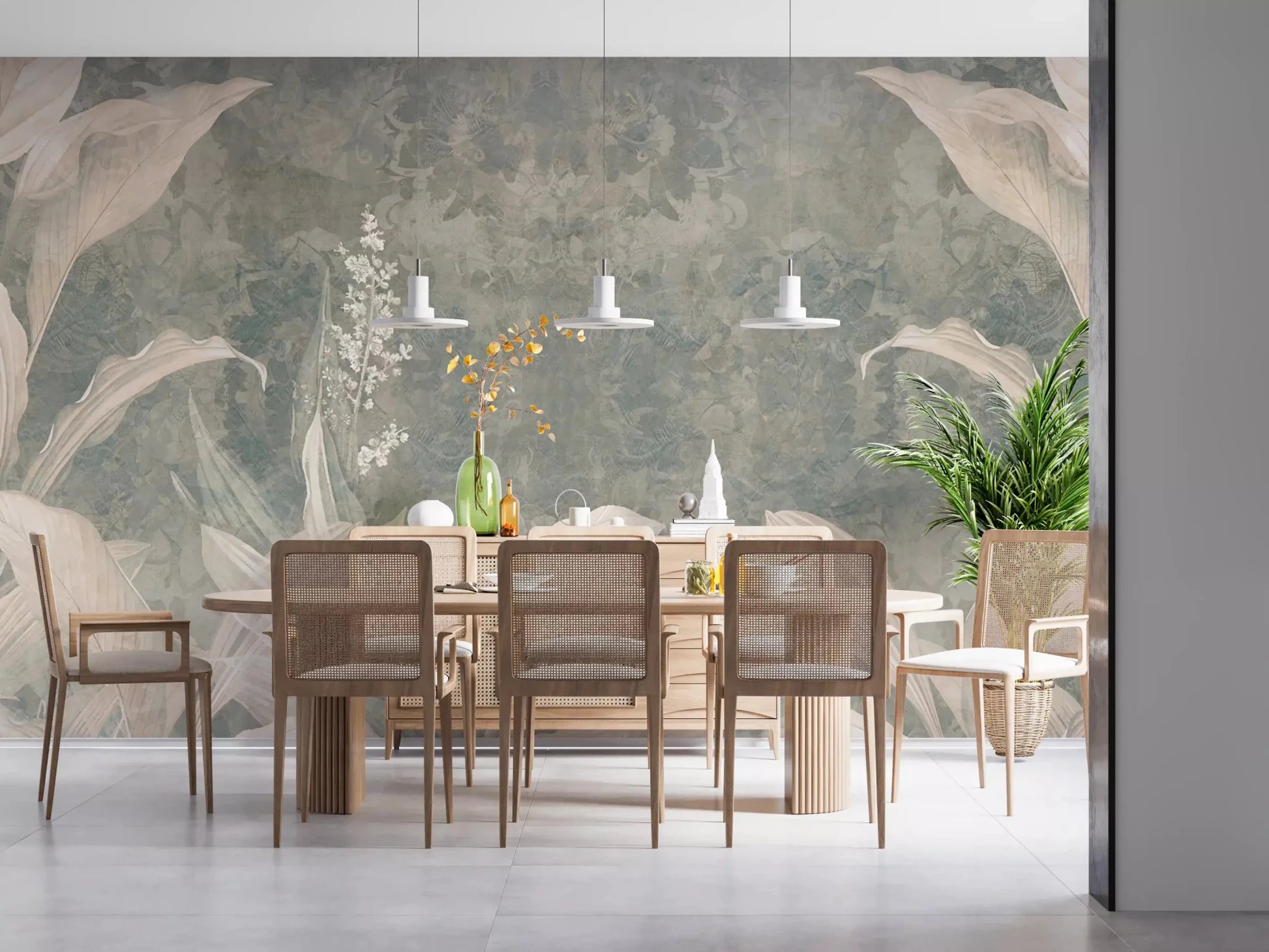 Soft forest layering defines this Misty Forest Landscape wall mural design, GD9287