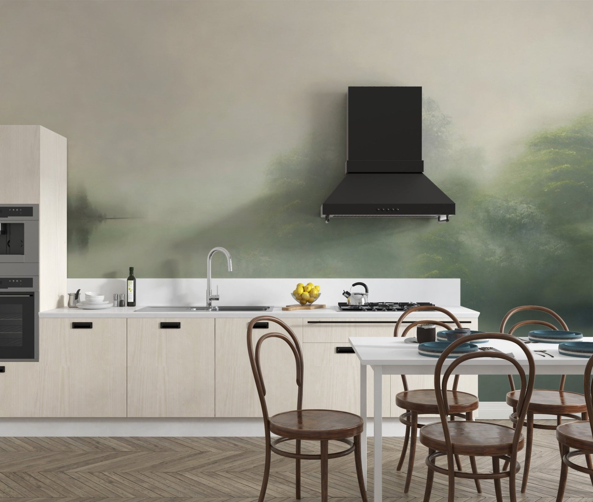 Nature-inspired foggy forest design
