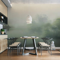 Dreamy mist-covered forest wallpaper
