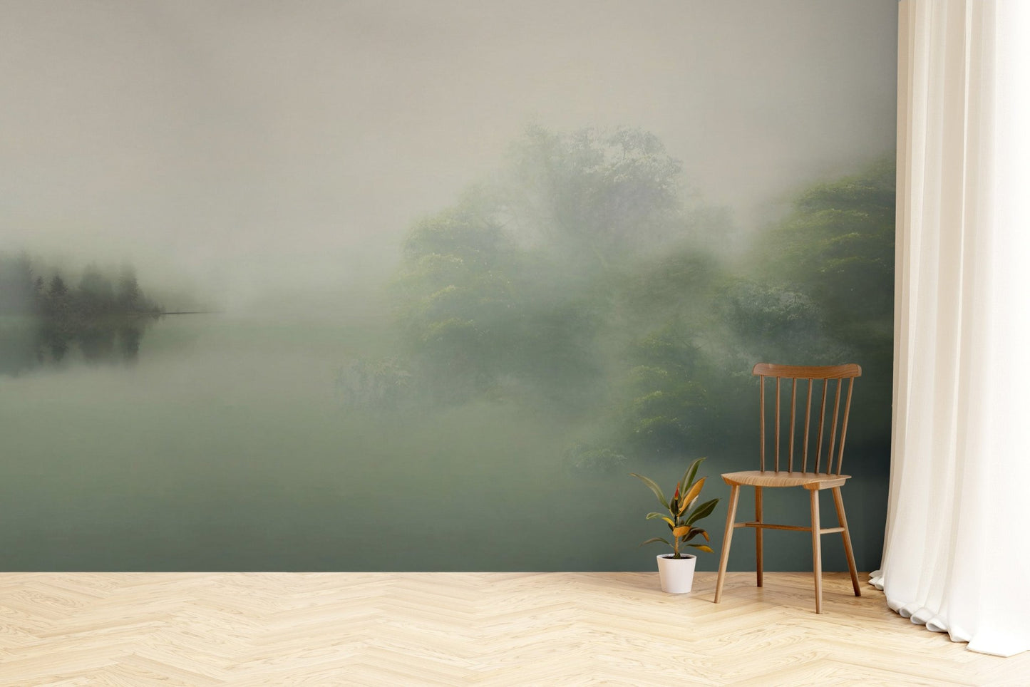 Ethereal foggy forest wallpaper
