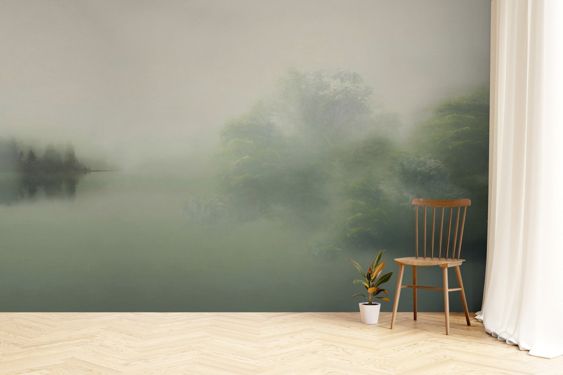 Ethereal foggy forest wallpaper
