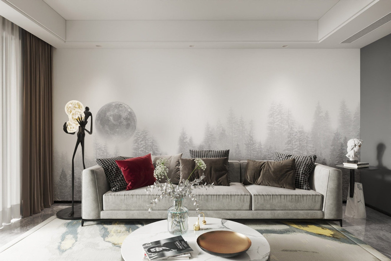 Misty forest moon wallpaper for walls
