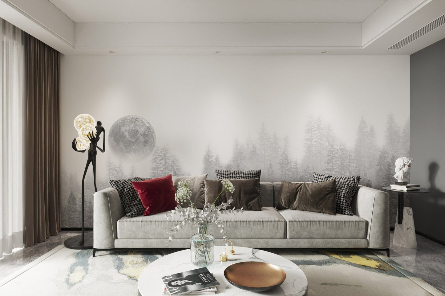 Misty forest moon wallpaper for walls
