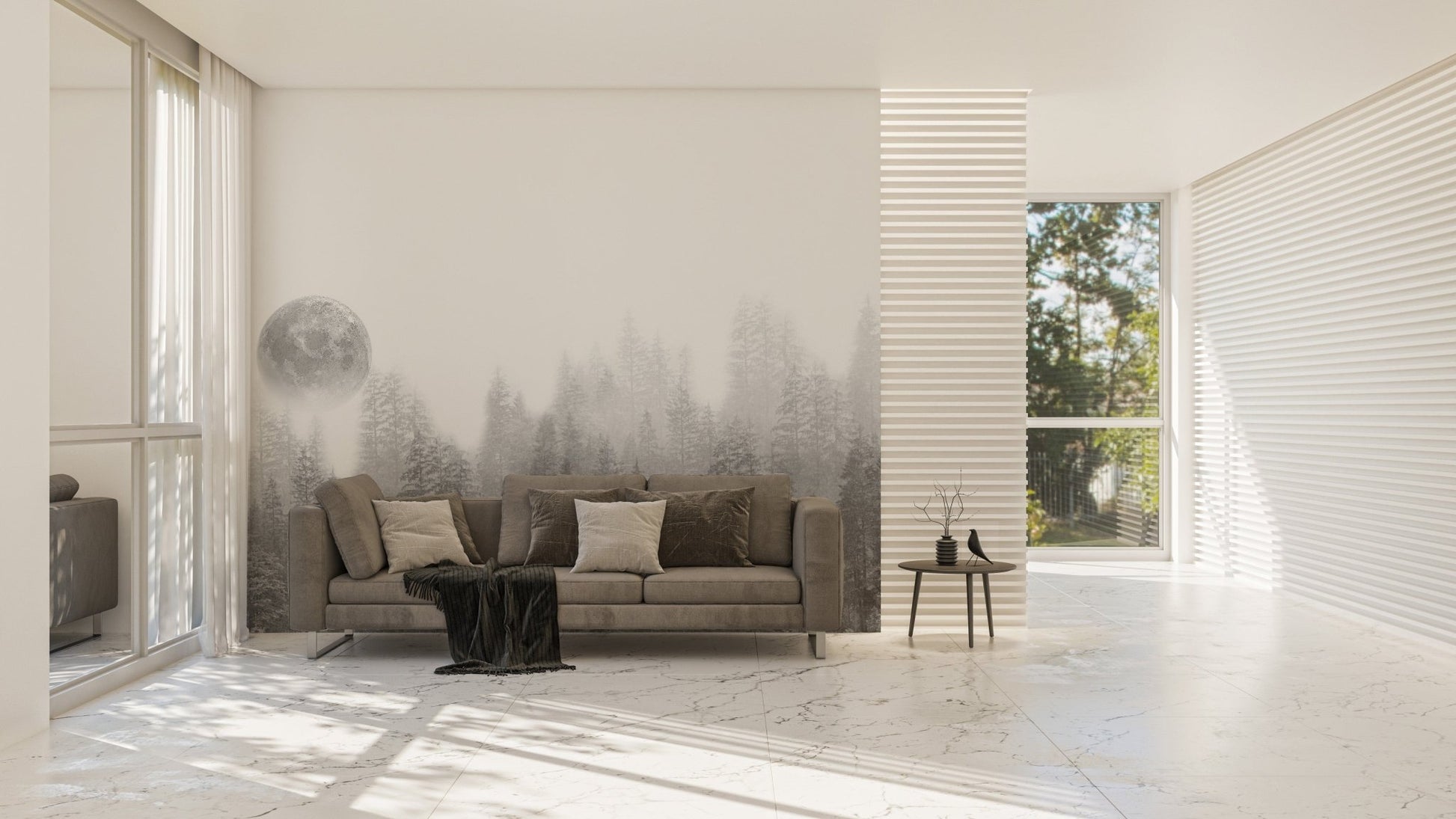 Mystical moonlight forest wall decor
