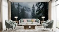 Misty Forest Path In Winter Wall Mural