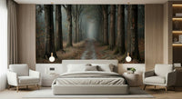 Serene forest path wallpaper for a bright hallway décor.
