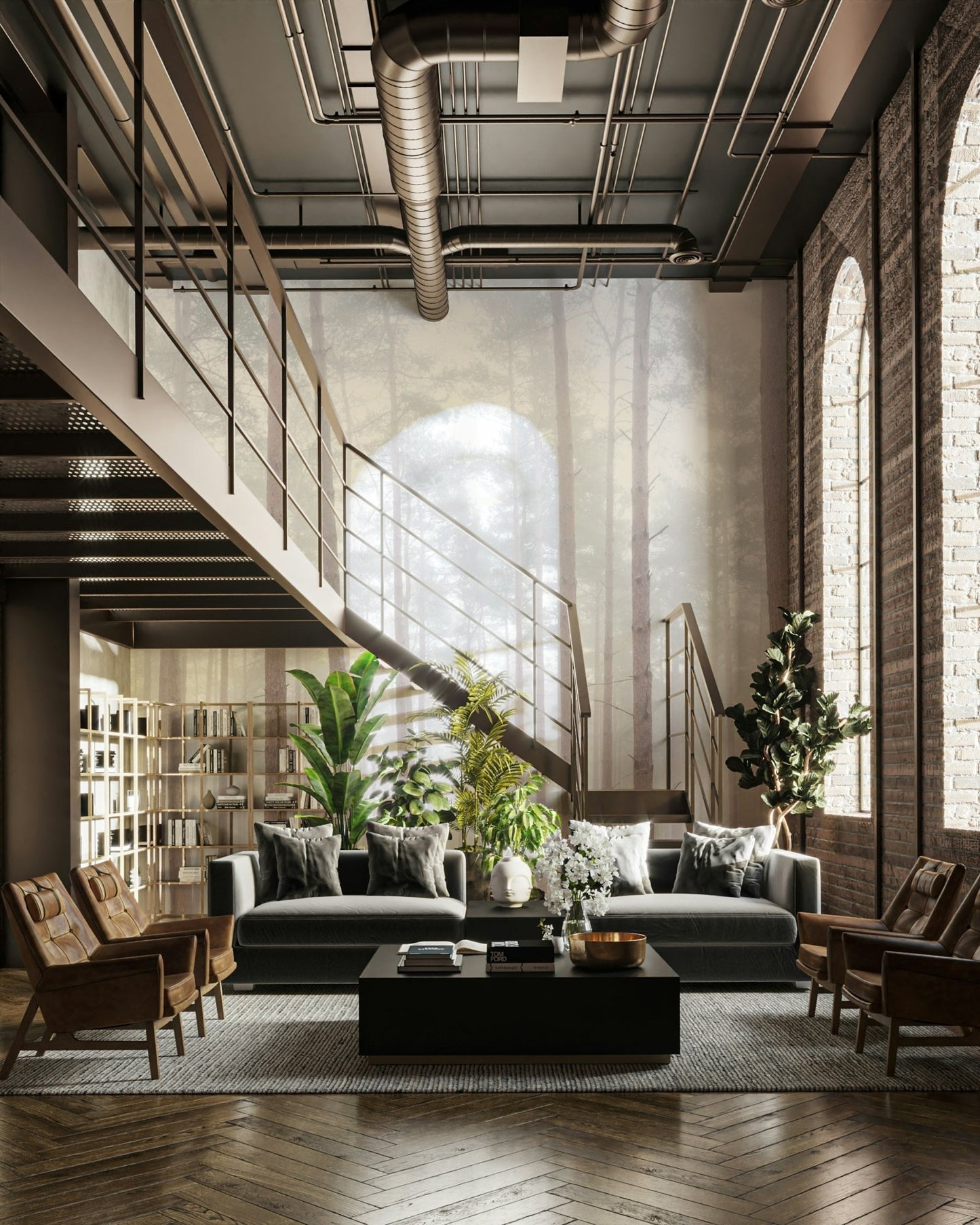 Tranquil mist-covered forest wallpaper

