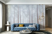 Foggy woodland wallpaper for calm interiors

