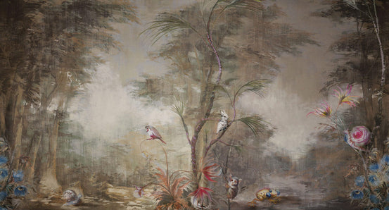 Misty forest wallpaper mural design, A406
