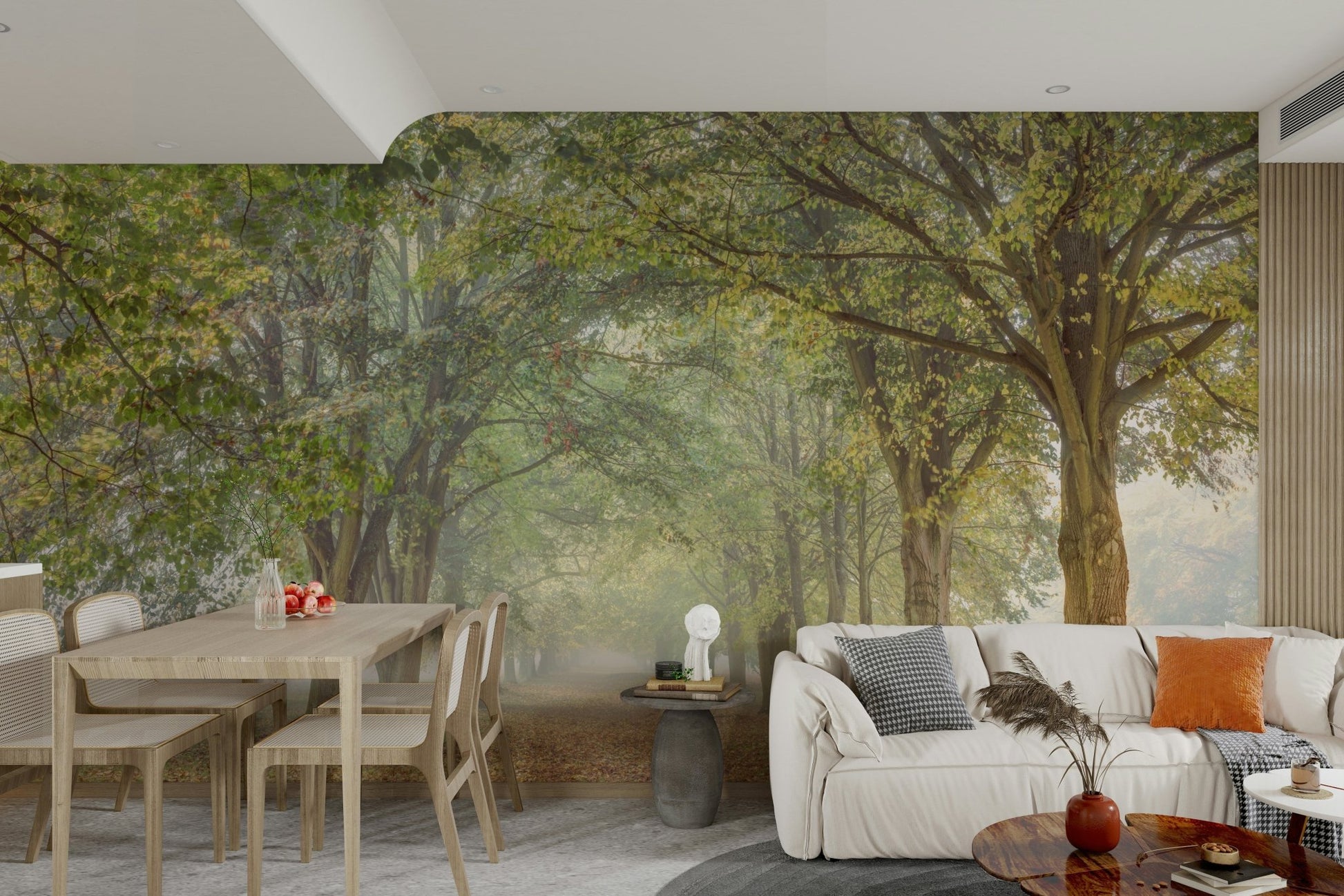 The colors are muted and gentle, with shades of green, gray, and brown.

