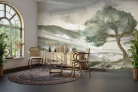 A tranquil mountain landscape wall mural for your decor.

