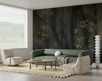 A contemplative floral pattern wallpaper mural for a feature wall.
