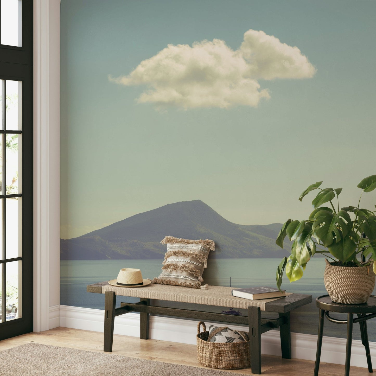 Adds depth and dimension to walls with its misty landscape design

