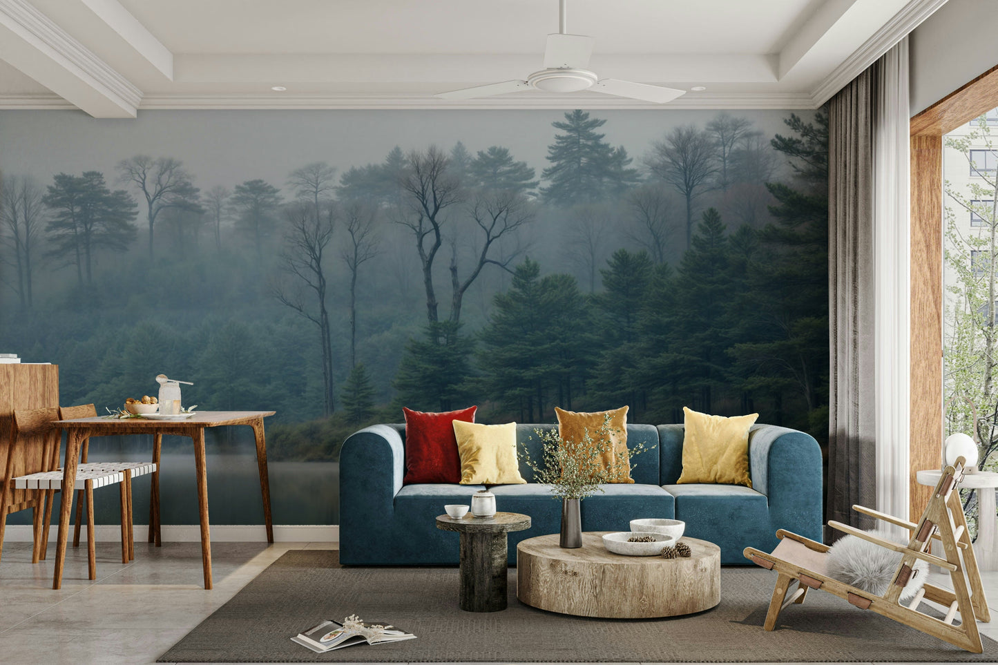 The colors are soft, muted tones of blue, green, and gray.

