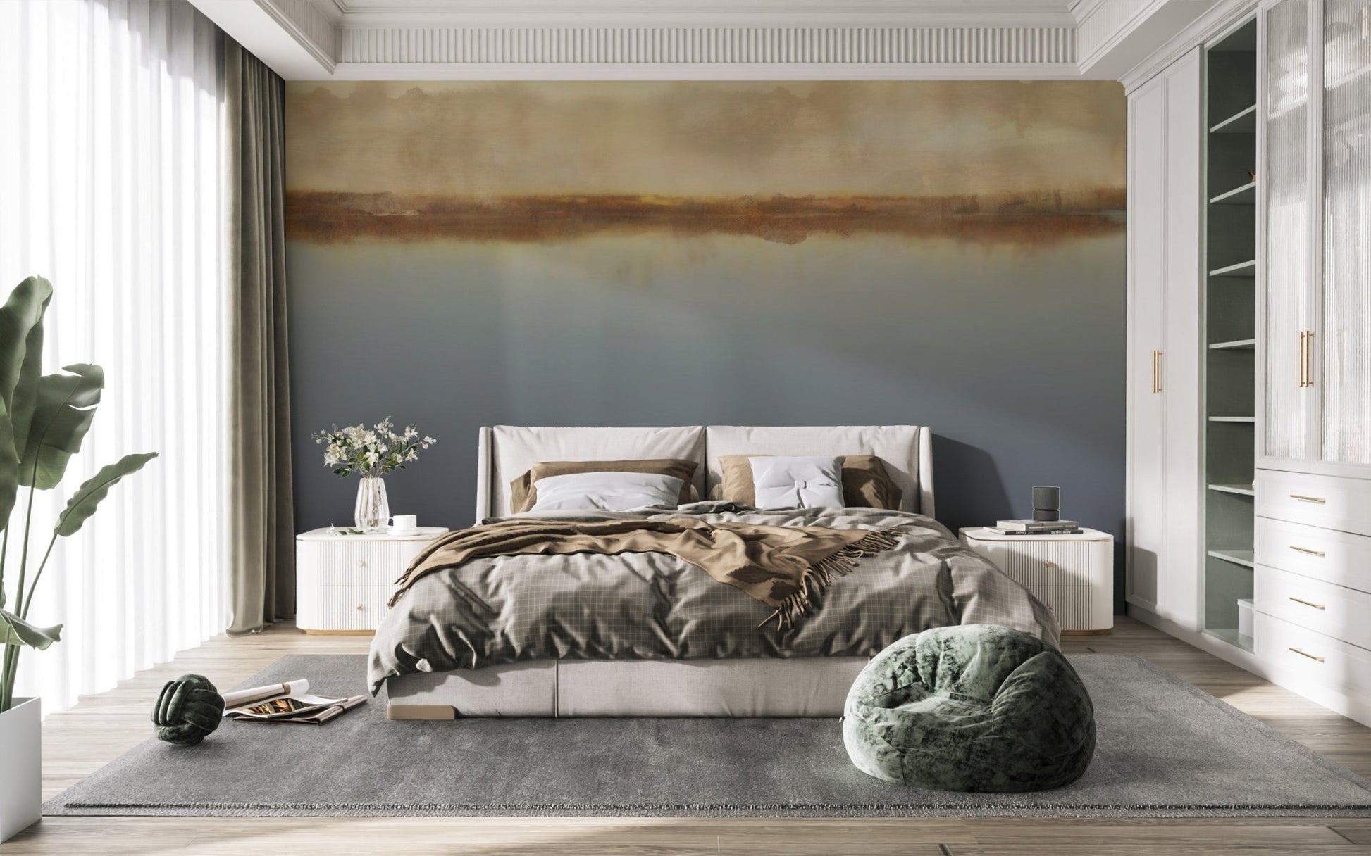 Peaceful misty water wallpaper pattern
