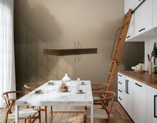 A beautiful misty lake wallpaper mural with a peaceful, soft focus., GD5819