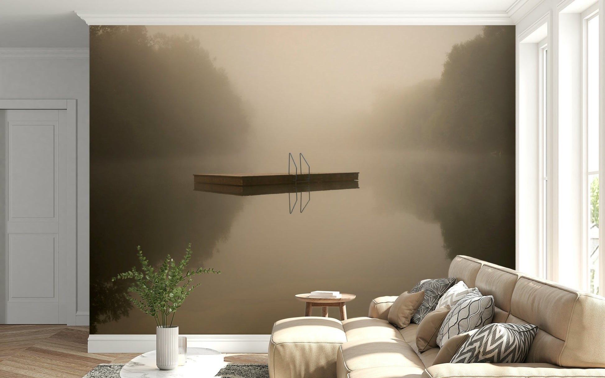 An artistic nature inspired mural for home decor.