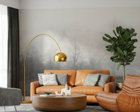 Blue toned nature wallpaper used as a focal point in a lounge.