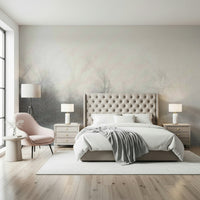 Atmospheric landscape wall mural for a contemporary hallway design.